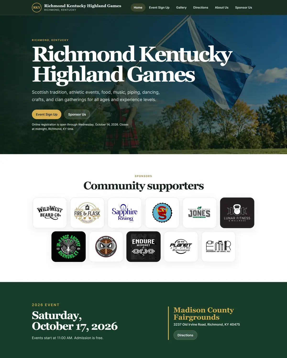 Richmond Highland Games — Event Website preview