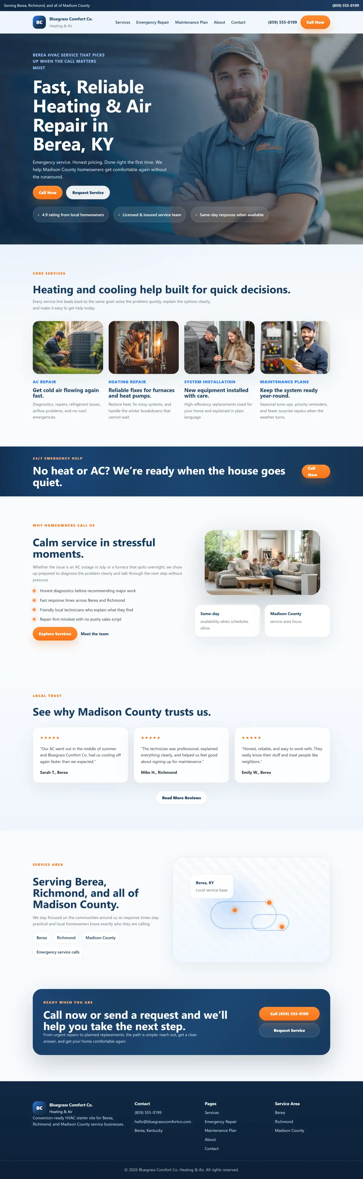 Bluegrass Comfort Co. - HVAC Demo Theme preview