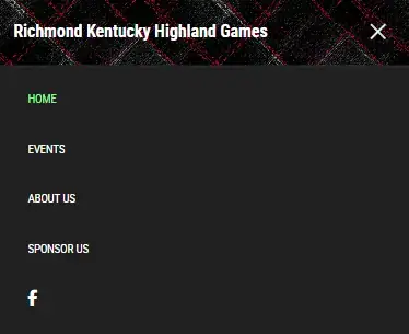 Mobile slide-out menu with clear section links