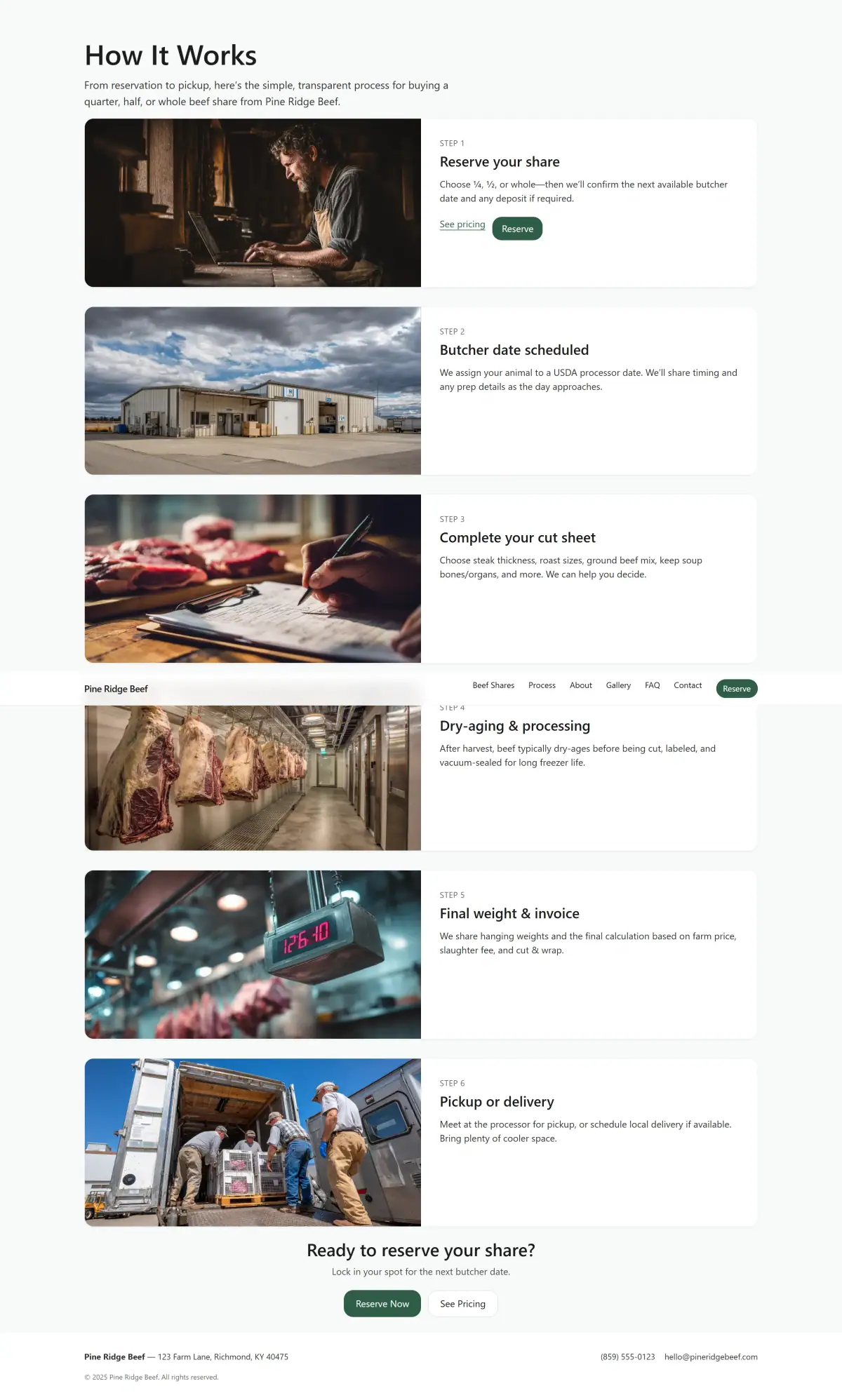 Step-by-step process from reservation to pickup/delivery