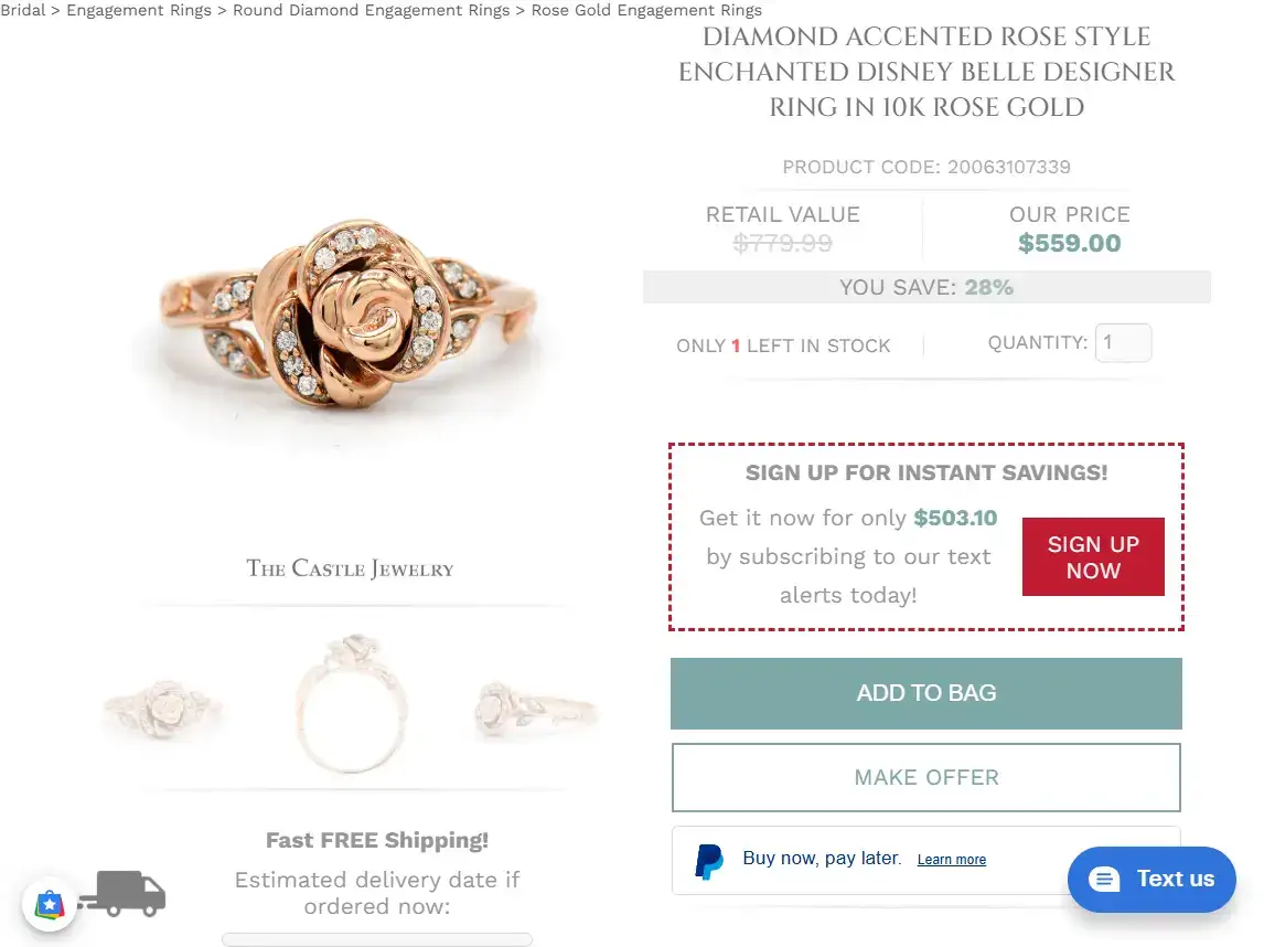Product page showing gallery, pricing, promotions, and purchase actions