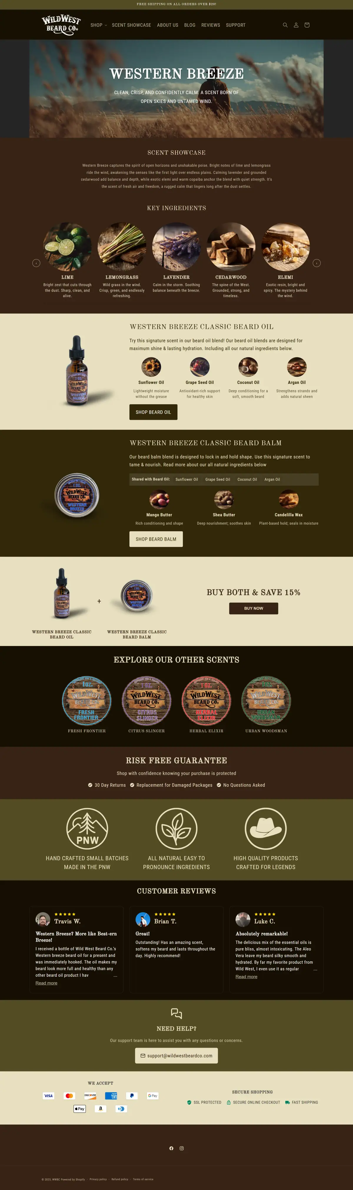 Wild West Beard Co. Custom Shopify 2.0 Theme preview