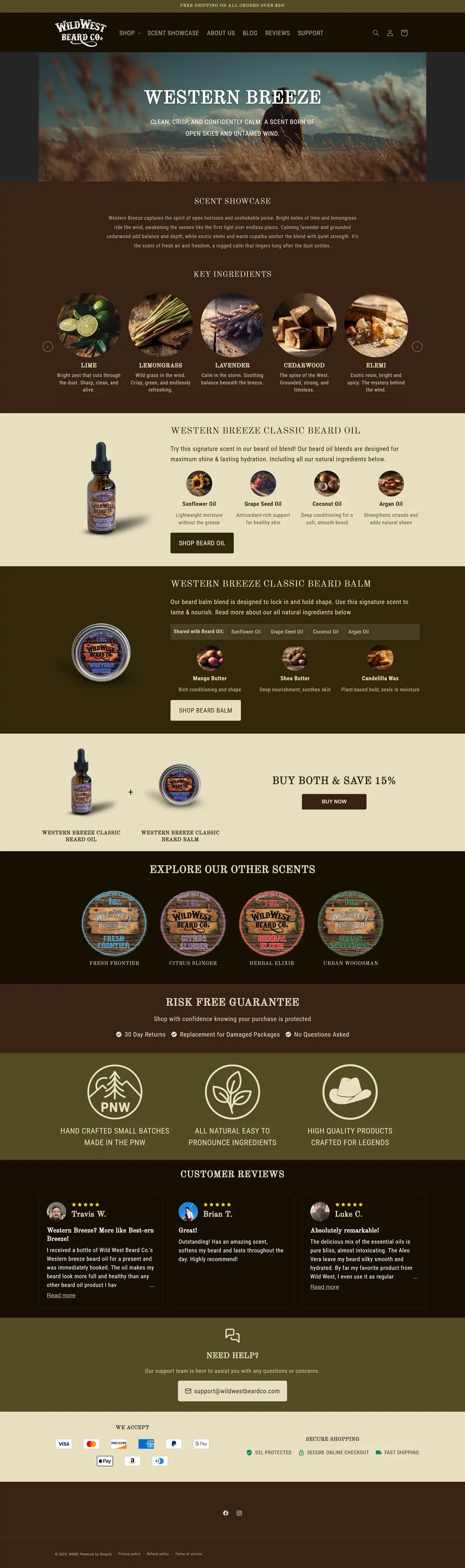 Wild West Beard Co. Custom Shopify 2.0 Theme hero image