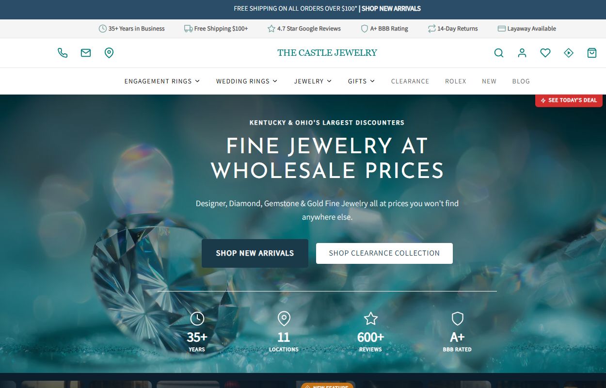The Castle Jewelry Custom Shopify Theme preview